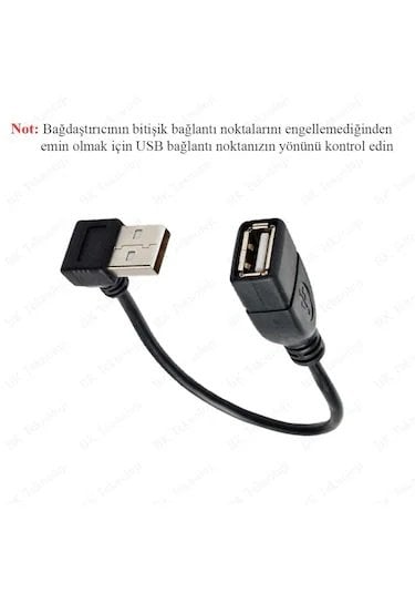 90 Derece Sol Açılı USB 2.0 Erkek-Dişi Uzatma Kablosu 30cm