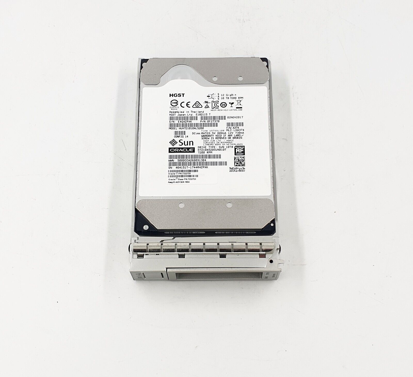 HGST  3.5' DC HC510 10TB 7.2K SAS HDD  PN: HUH721010AL5200